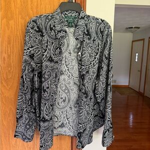 Ralph Lauren Black and White Paisley Blouse